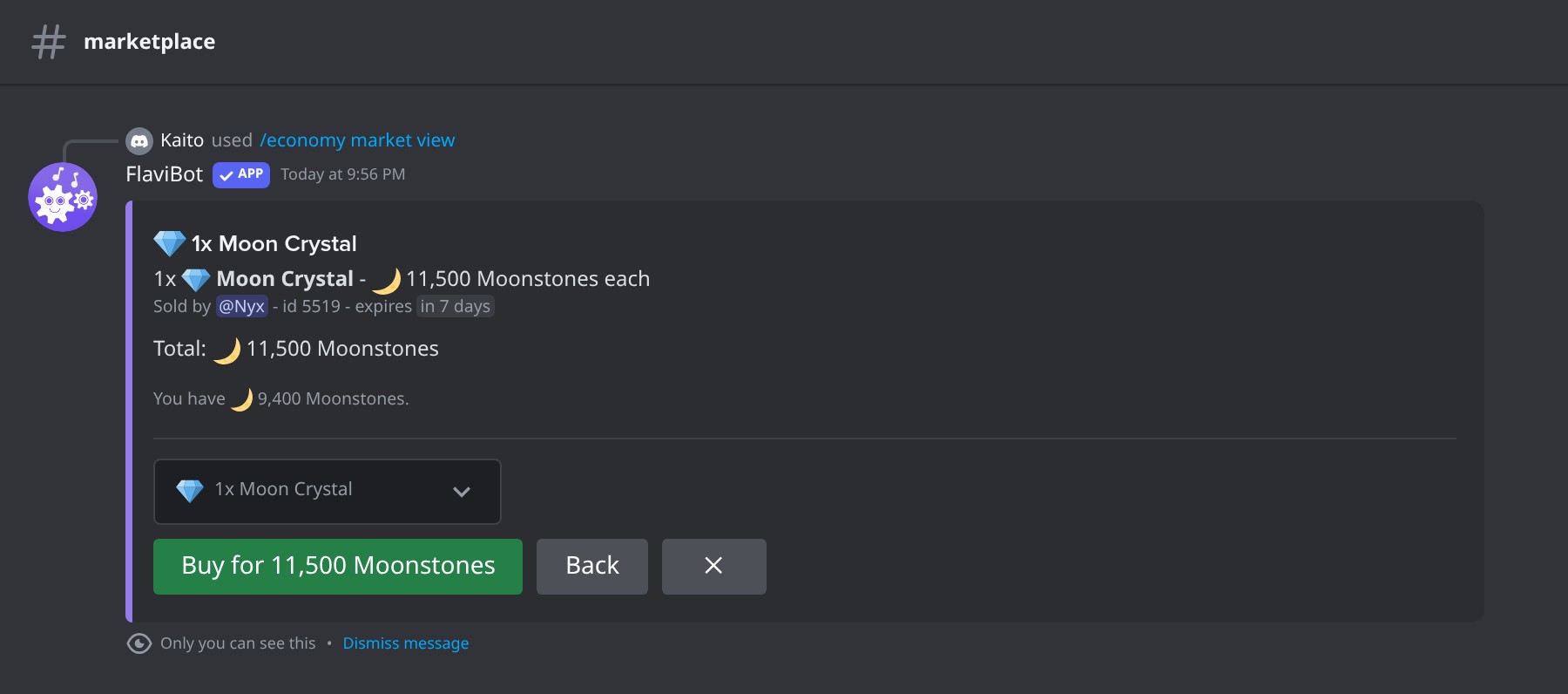 Buying from another member.