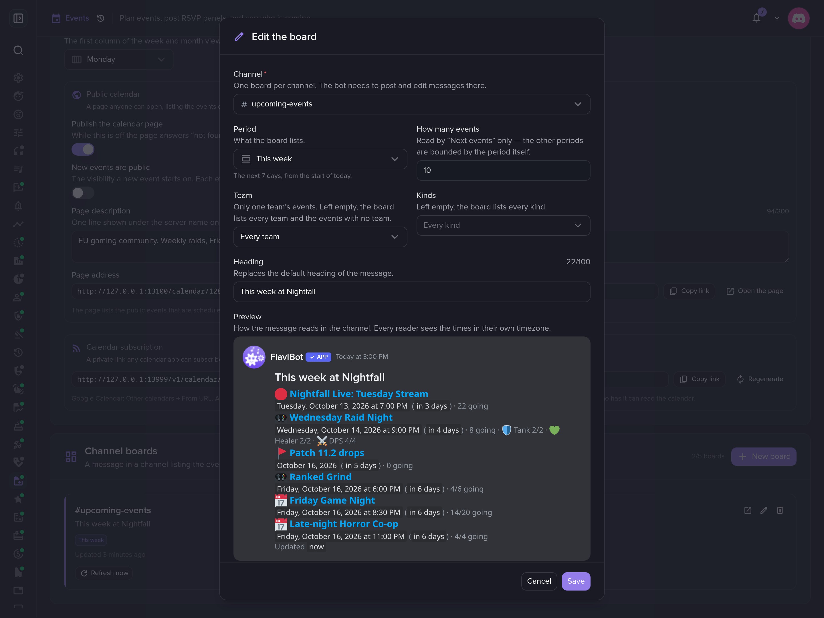 Edit a board and preview it.