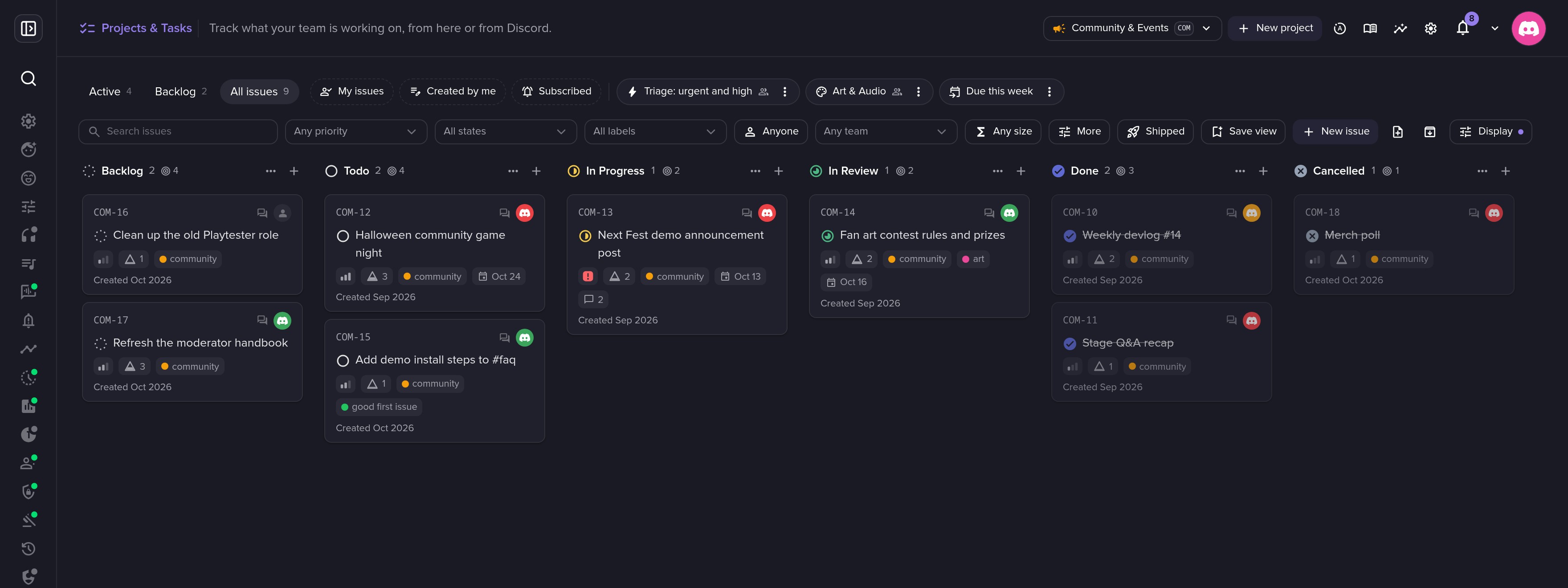 One server, several projects: here the community team's.