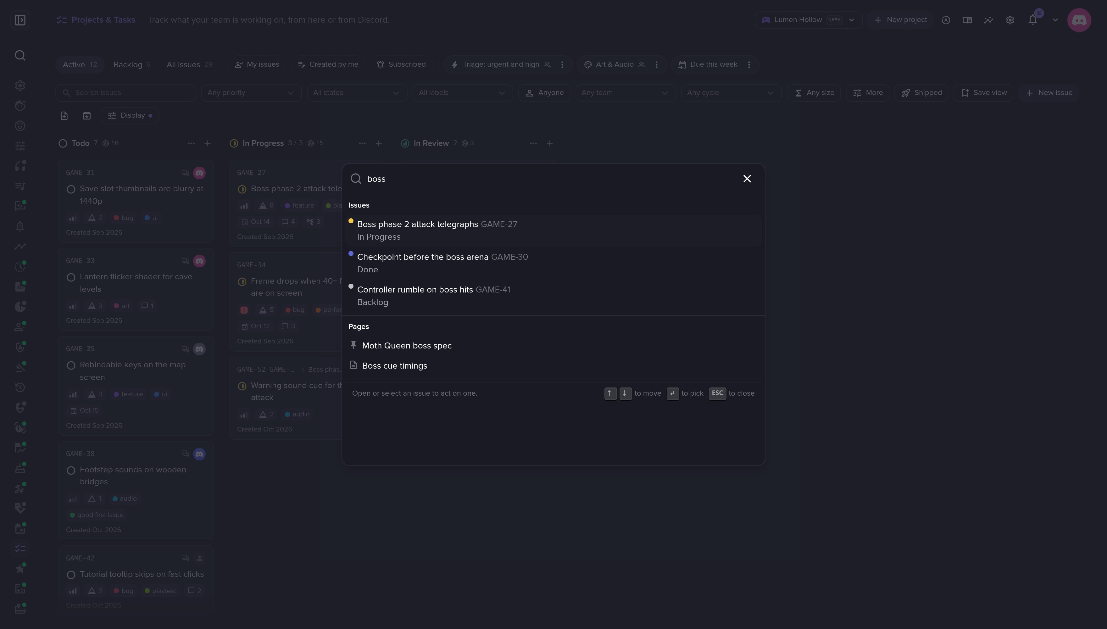 Search issues and doc pages from anywhere.