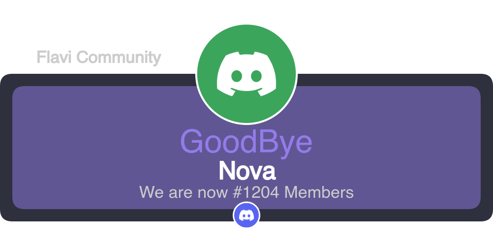 The built-in goodbye card, identical to the welcome one except for its heading